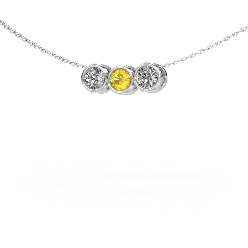 Image of Necklace Kim 3 950 platinum Yellow sapphire 4 mm