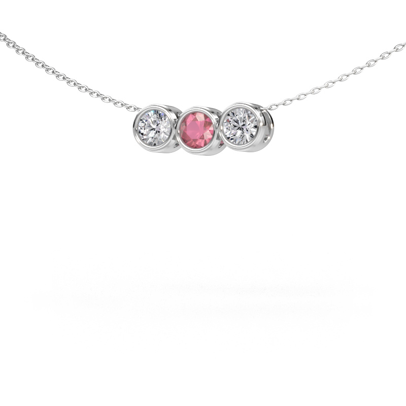 Image of Necklace Kim 3 585 white gold Tourmaline pink 4 mm