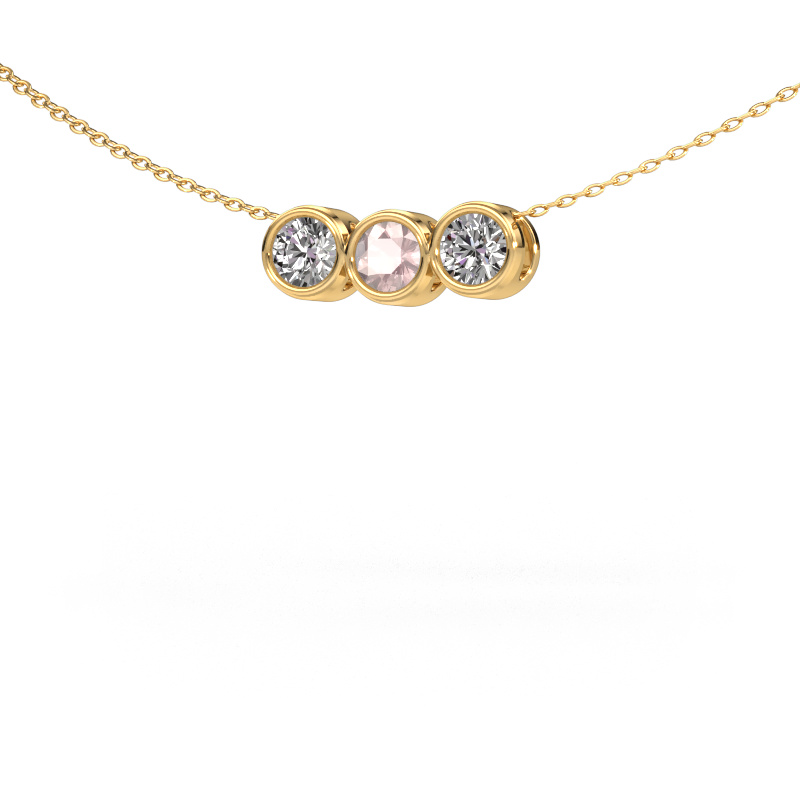Image of Necklace Kim 3 585 gold Morganite champagne 4 mm