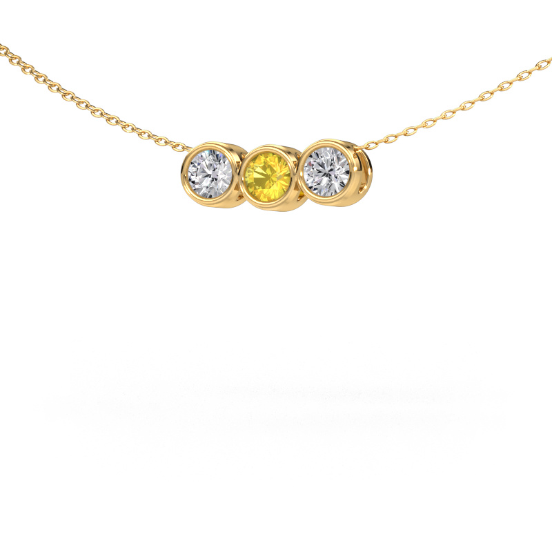 Image of Necklace Kim 3 585 gold Yellow sapphire 4 mm