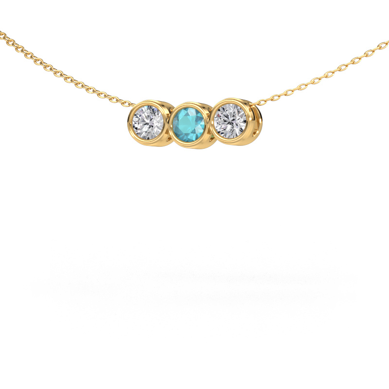 Image of Necklace Kim 3 585 gold Blue topaz 4 mm