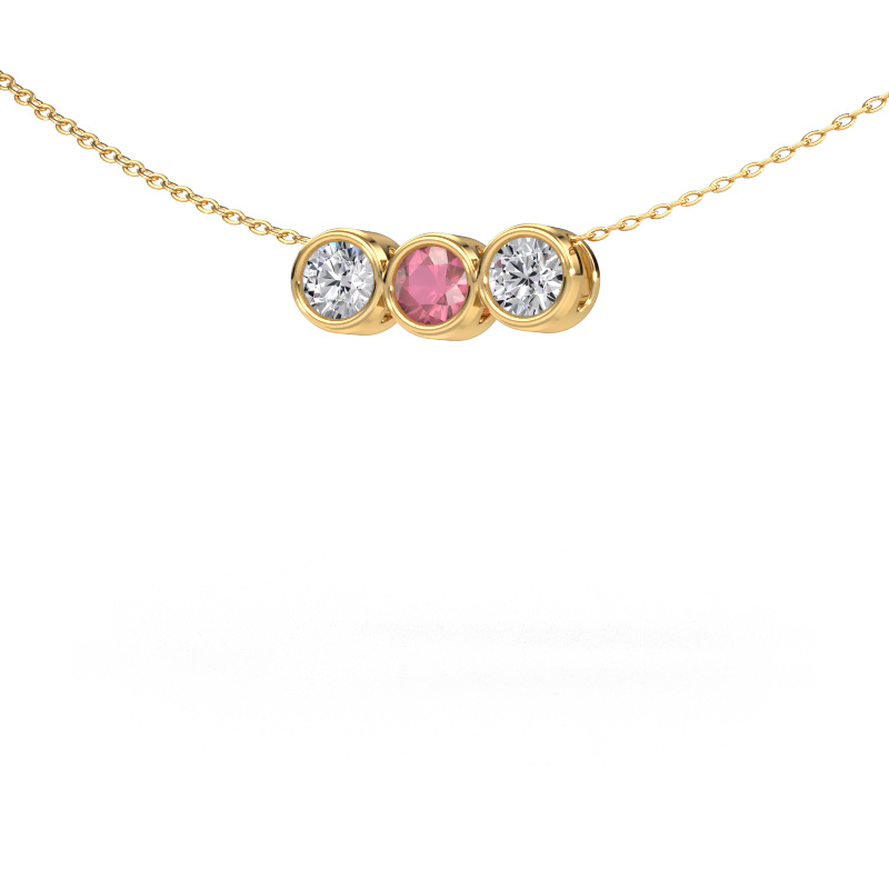 Image of Necklace Kim 3 585 gold Tourmaline pink 4 mm