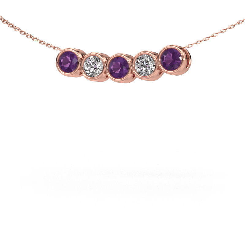 Image of Necklace Kim 5 585 rose gold Amethyst 4 mm