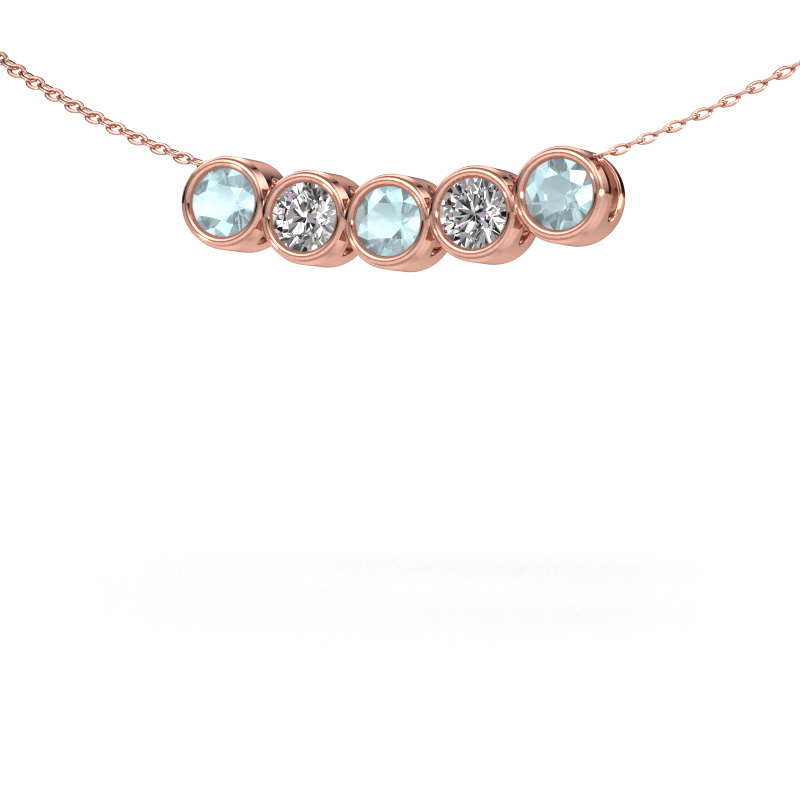 Image of Necklace Kim 5 585 rose gold Aquamarine 4 mm