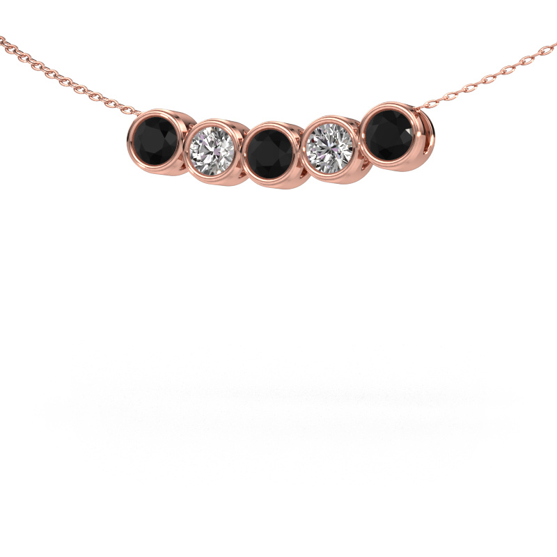 Image of Necklace Kim 5 585 rose gold Black diamond 1.40 crt