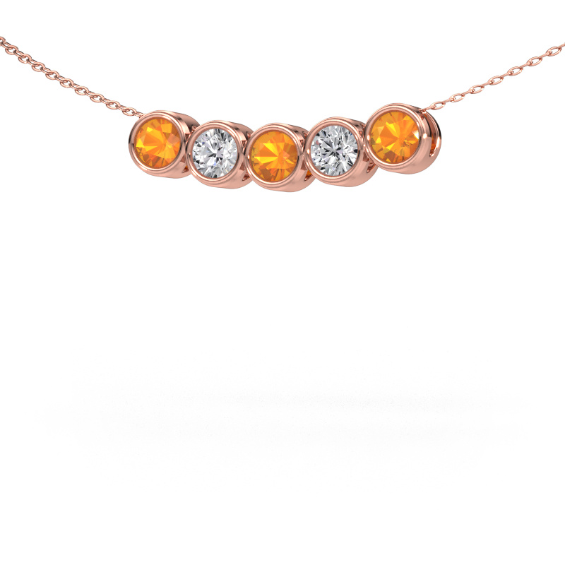 Afbeelding van Ketting Kim 5 585 rosé goud Citrien 4 mm