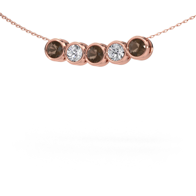 Image of Necklace Kim 5 585 rose gold Smokey quartz 4 mm