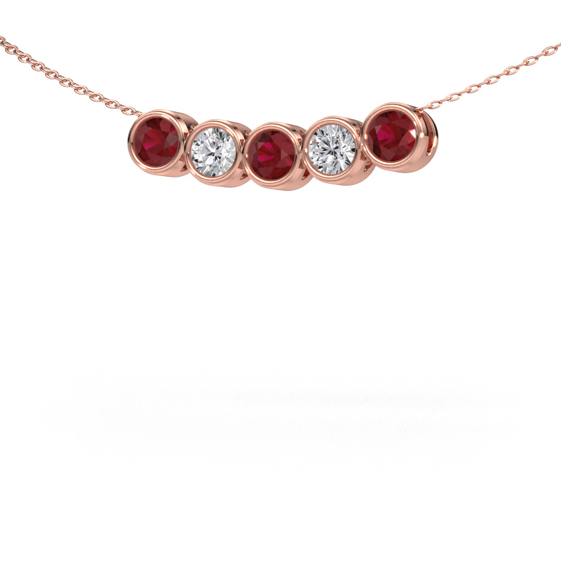 Afbeelding van Ketting Kim 5 585 rosé goud Robijn 4 mm