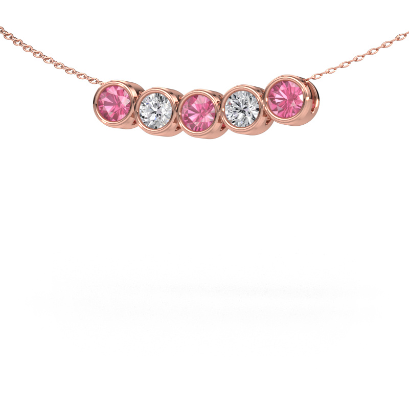 Image of Necklace Kim 5 585 rose gold Pink sapphire 4 mm