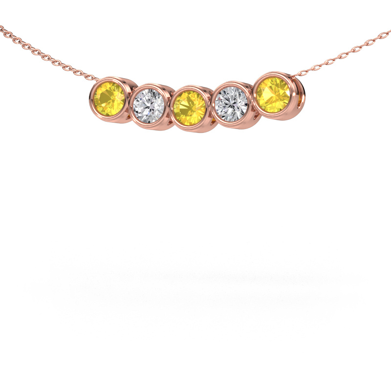 Image of Necklace Kim 5 585 rose gold Yellow sapphire 4 mm