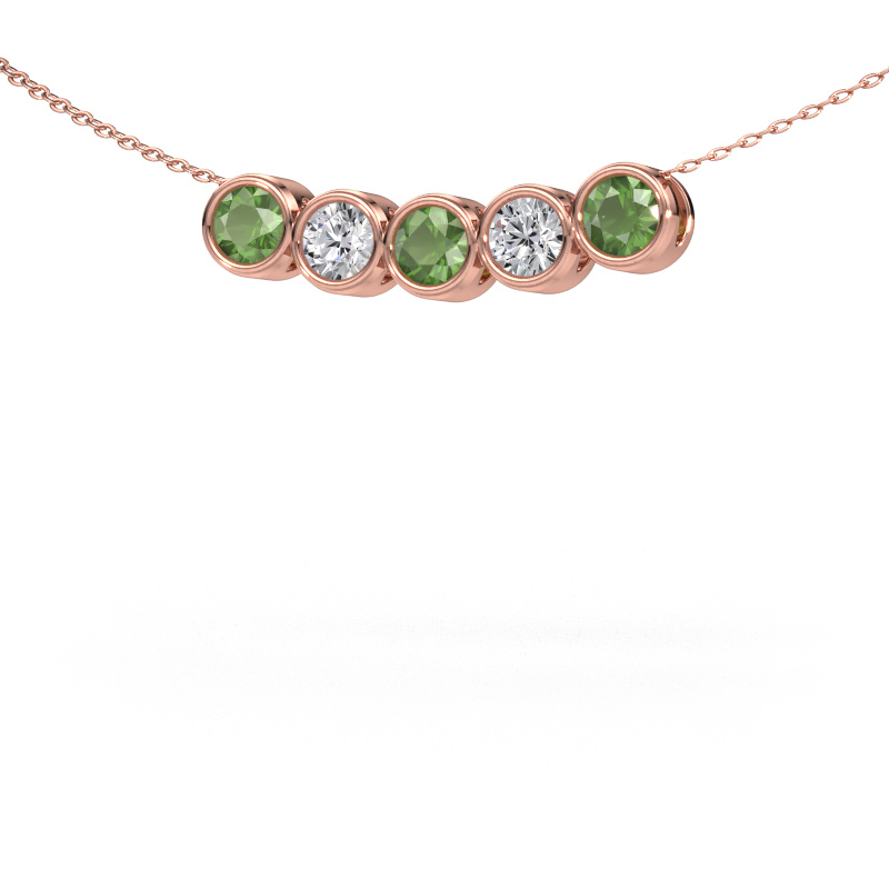 Afbeelding van Ketting Kim 5 585 rosé goud Toermalijn groen 4 mm