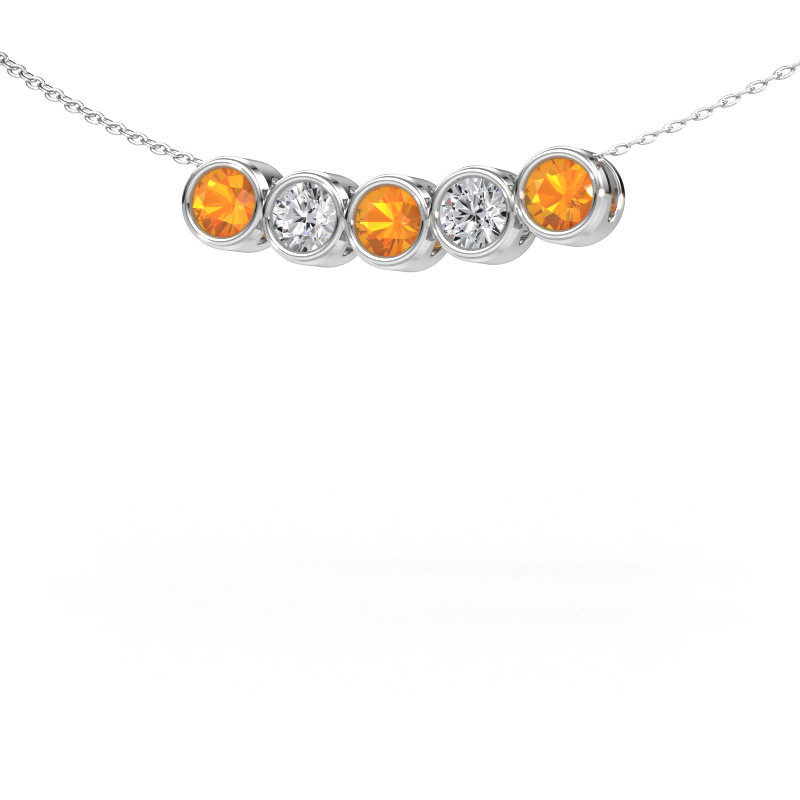 Image of Necklace Kim 5 585 white gold Citrin 4 mm