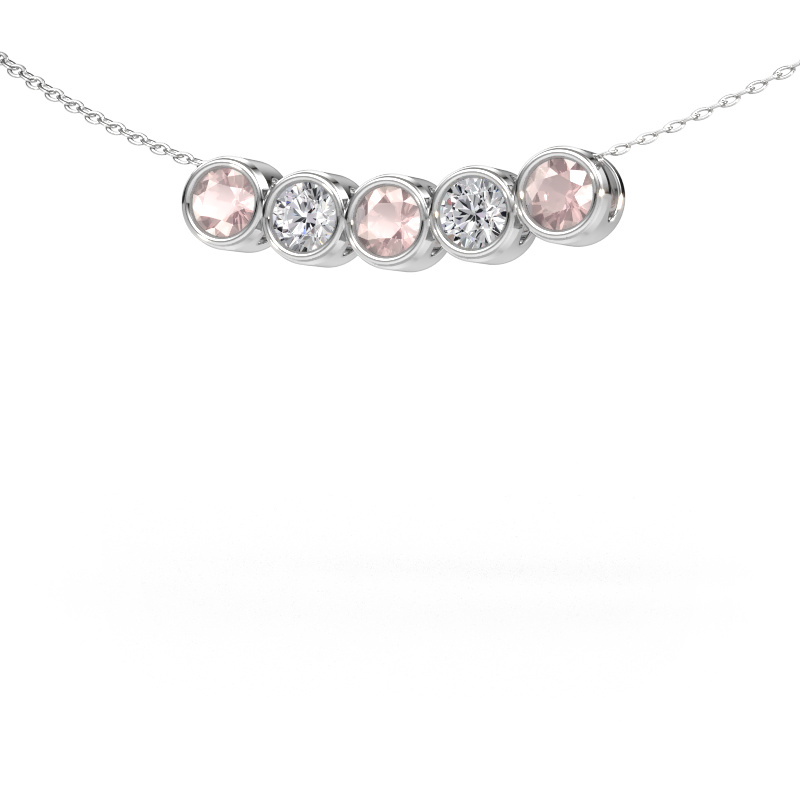 Image of Necklace Kim 5 585 white gold Morganite champagne 4 mm