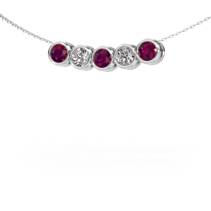 Image of Necklace Kim 5 585 white gold Rhodolite 4 mm