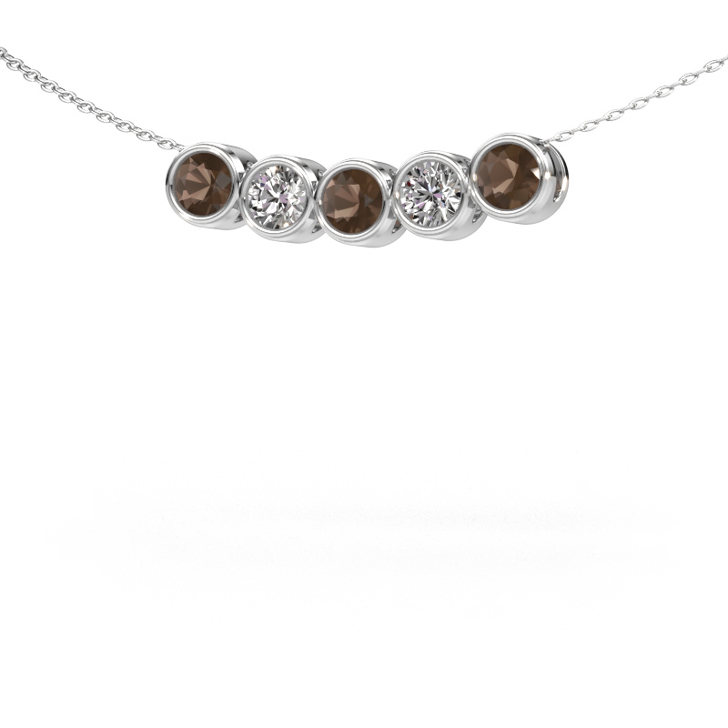 Image of Necklace Kim 5 585 white gold Smokey quartz 4 mm