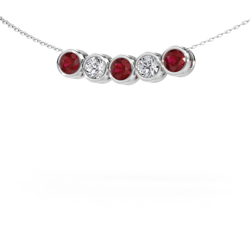Image of Necklace Kim 5 585 white gold Ruby 4 mm