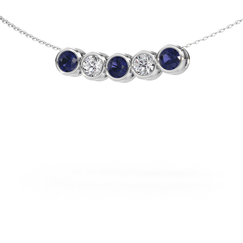 Image of Necklace Kim 5 585 white gold Sapphire 4 mm
