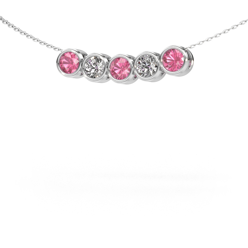 Image of Necklace Kim 5 585 white gold Pink sapphire 4 mm