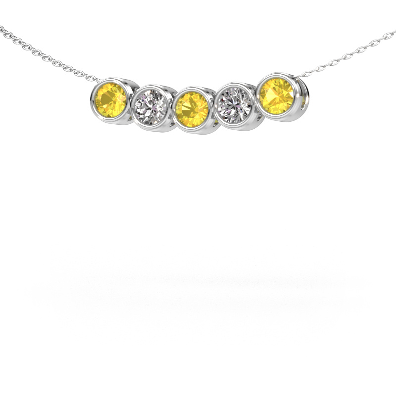 Image of Necklace Kim 5 950 platinum Yellow sapphire 4 mm