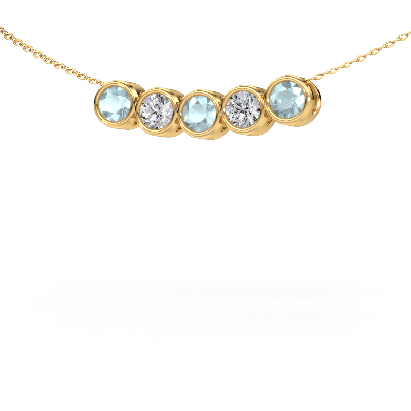 Image of Necklace Kim 5 585 gold Aquamarine 4 mm