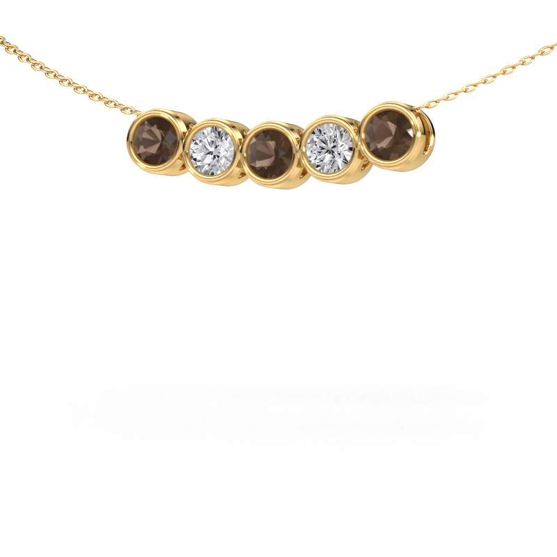 Image of Necklace Kim 5 585 gold Smokey quartz 4 mm