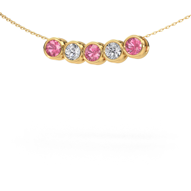 Image of Necklace Kim 5 585 gold Pink sapphire 4 mm