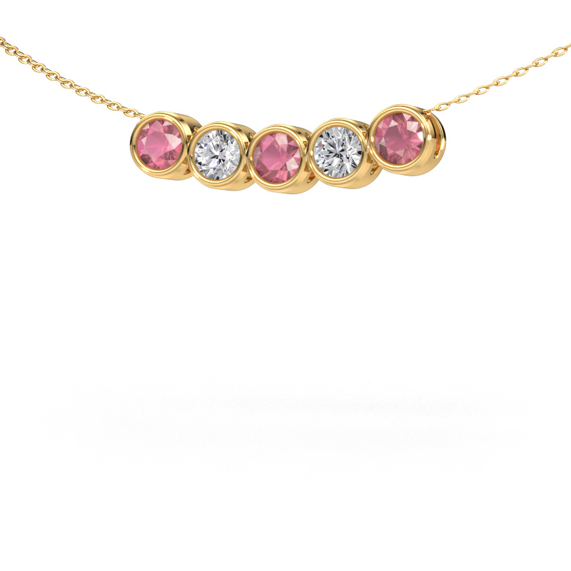Image de Collier Kim 5 585 or jaune Rose tourmaline 4 mm