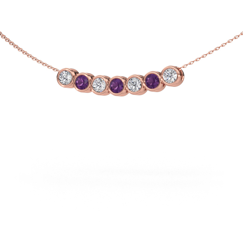 Image of Necklace Kim 7 585 rose gold Amethyst 3.4 mm