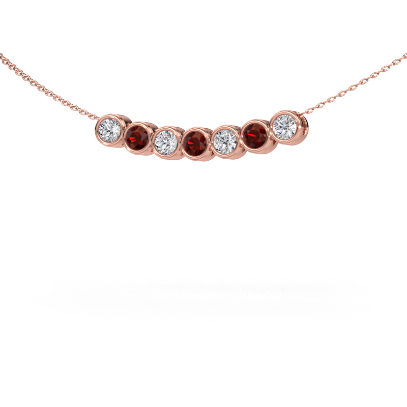 Image of Necklace Kim 7 585 rose gold Garnet 3.4 mm