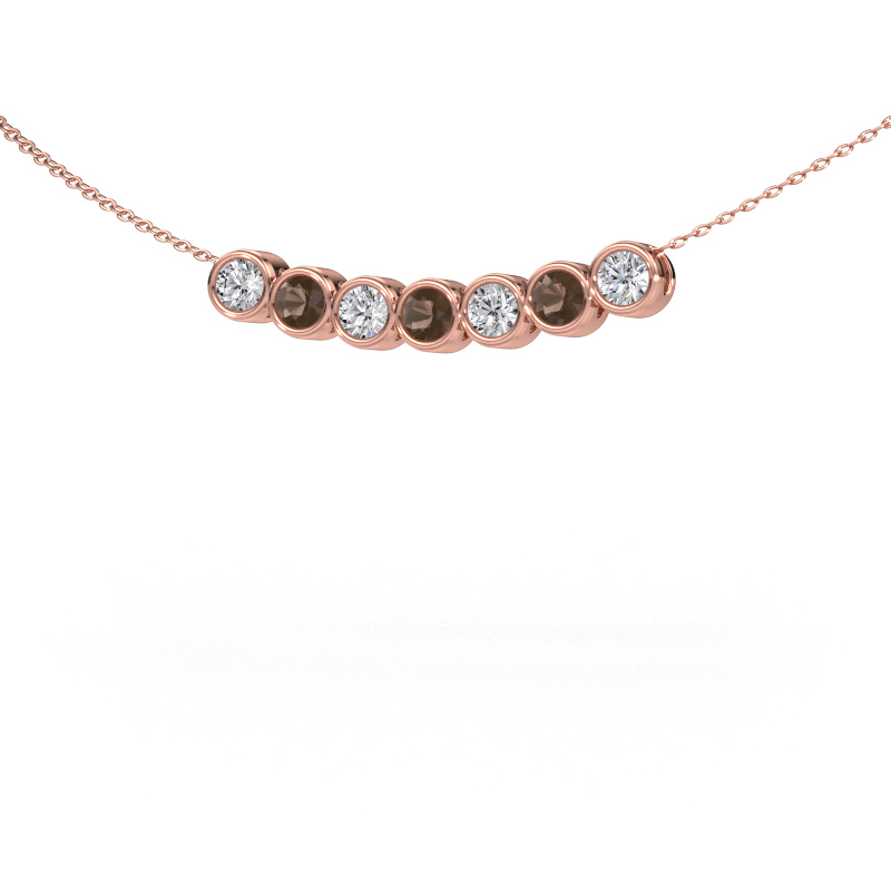 Image of Necklace Kim 7 585 rose gold Smokey quartz 3.4 mm