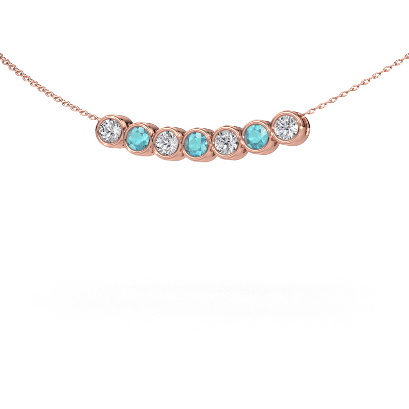 Afbeelding van Ketting Kim 7 585 rosé goud Blauw topaas 3.4 mm