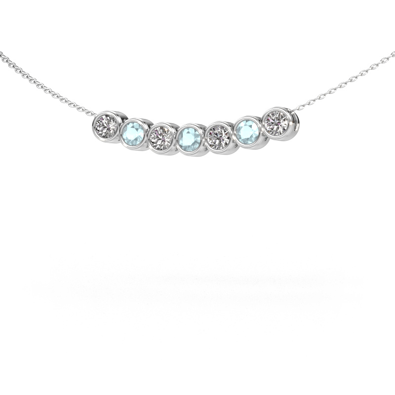 Image of Necklace Kim 7 585 white gold Aquamarine 3.4 mm