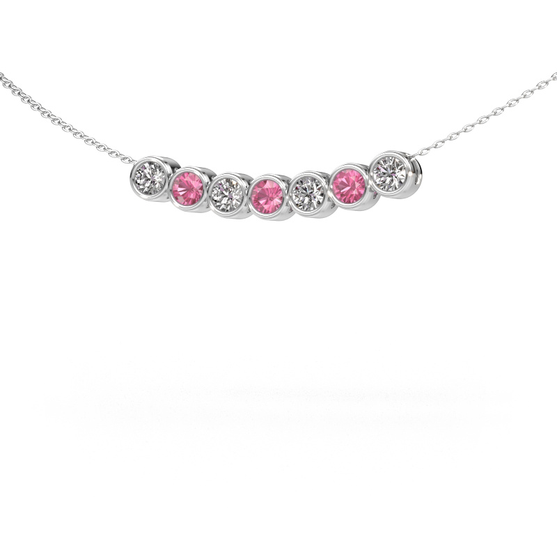 Image of Necklace Kim 7 585 white gold Pink sapphire 3.4 mm