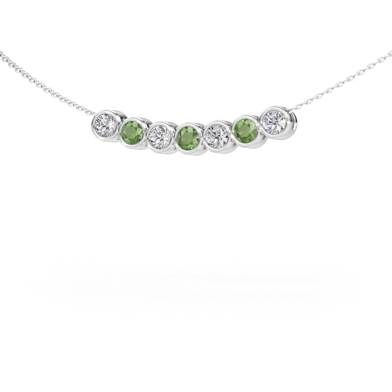 Image de Collier Kim 7 585 or blanc Vert tourmaline 3.4 mm