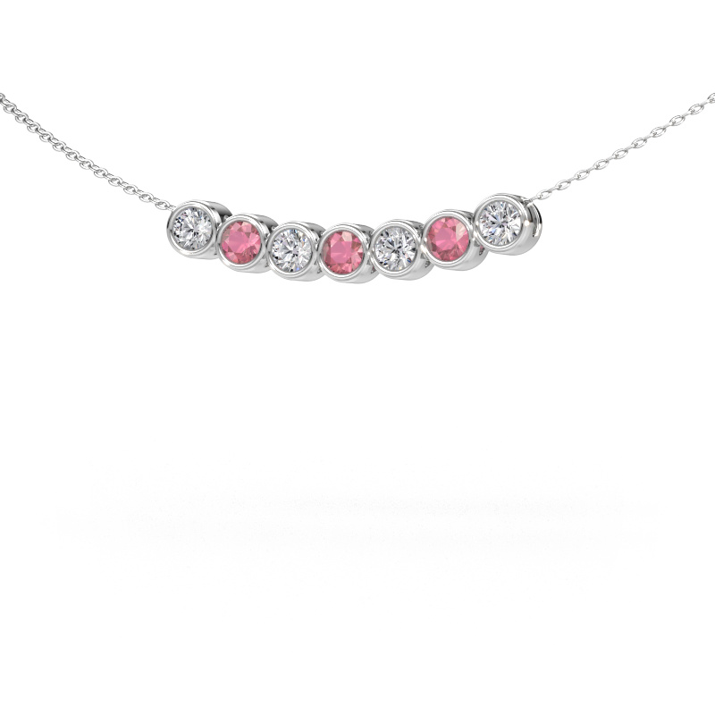 Image of Necklace Kim 7 585 white gold Tourmaline pink 3.4 mm