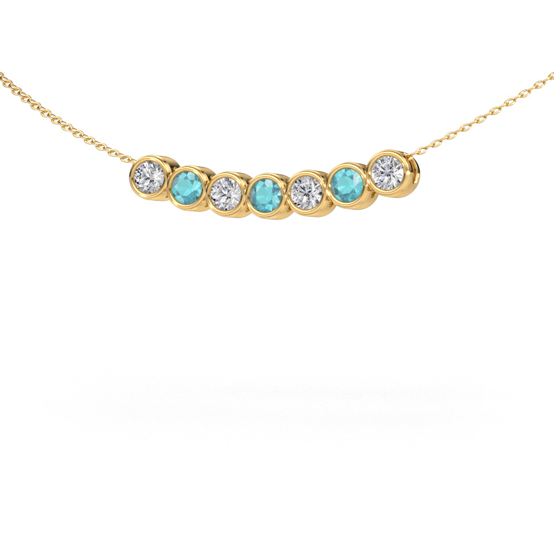 Image of Necklace Kim 7 585 gold Blue topaz 3.4 mm