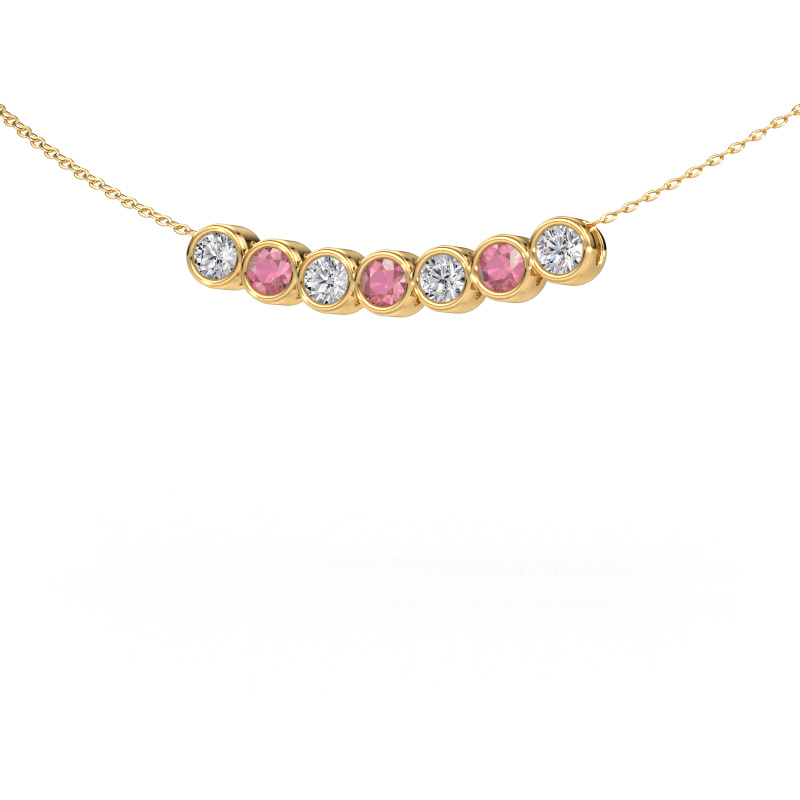 Image of Necklace Kim 7 585 gold Tourmaline pink 3.4 mm