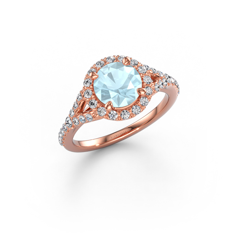 Immagine di Anello di fidanzamento Kimber RND 585 oro rosa Acquamarina 7 mm