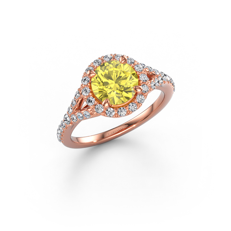 Bild av Förlovningsring Kimber RND 585 roséguld Gul labbodlad diamant 7 mm