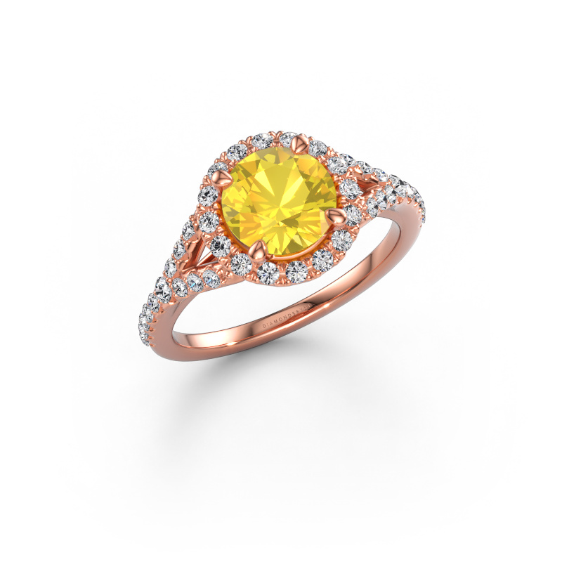 Immagine di Anello di fidanzamento Kimber RND 585 oro rosa Zaffiro giallo 7 mm