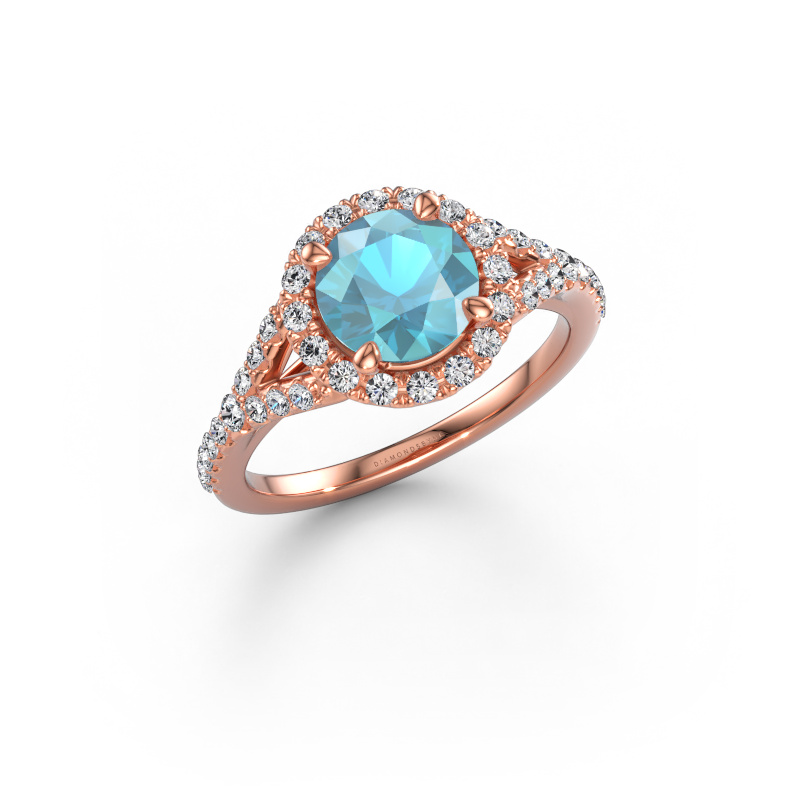Immagine di Anello di fidanzamento Kimber RND 585 oro rosa Topazio blu 7 mm