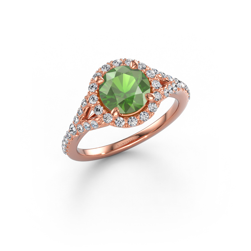 Immagine di Anello di fidanzamento Kimber RND 585 oro rosa Tormalina verde 7 mm