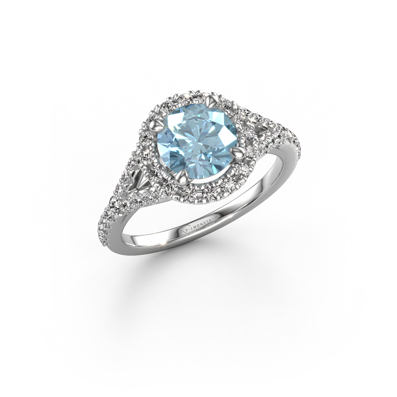 Image of Engagement ring Kimber RND 950 platinum Blue lab grown diamond 7 mm