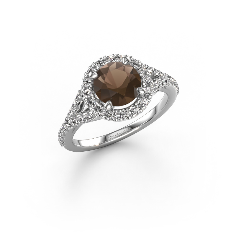 Bild von Verlobungsring Kimber RND 950 Platin Rauchquarz 7 mm