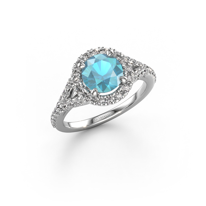 Image de Bague de fiançailles Kimber RND 950 platine Topaze bleue 7 mm