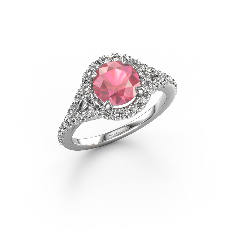Image de Bague de fiançailles Kimber RND 950 platine Rose tourmaline 7 mm