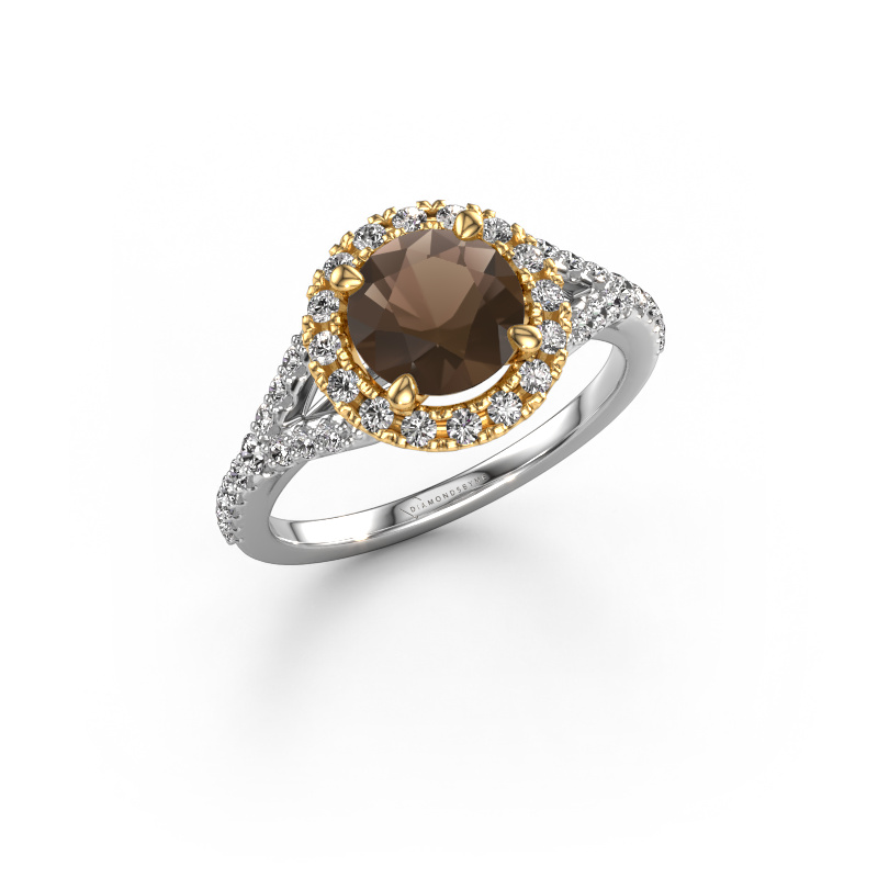 Image of Engagement ring Kimber RND 585 white gold Smokey quartz 7 mm