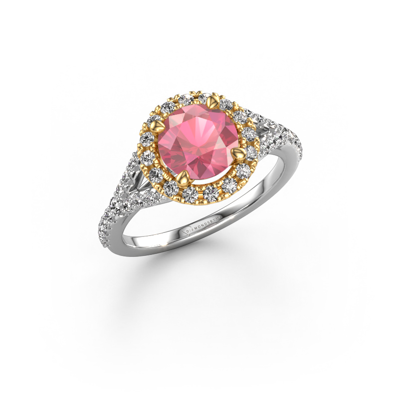 Image de Bague de fiançailles Kimber RND 585 or blanc Rose tourmaline 7 mm