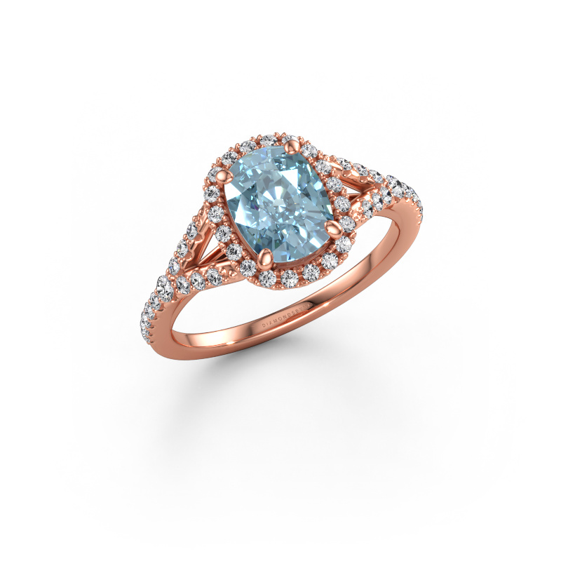 Bild av Förlovningsring Kimber CSH 585 roséguld Blå labbodlad diamant 7.4x5.8 mm