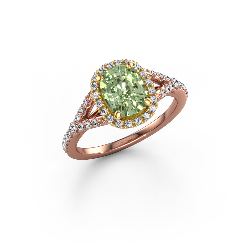 Image of Engagement ring Kimber CSH 585 rose gold Green lab grown diamond 7.4x5.8 mm
